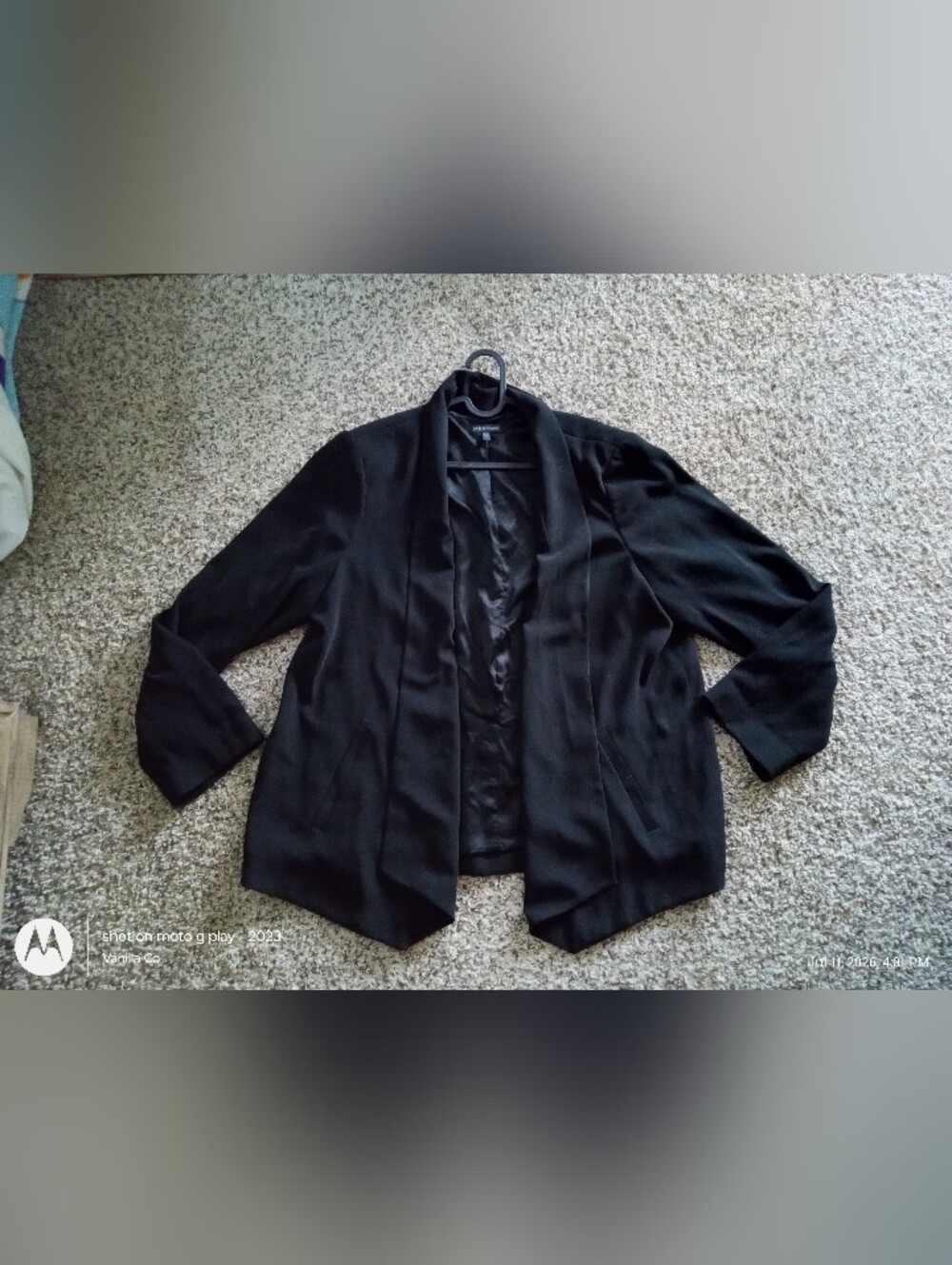 Eileen Fisher Silk Blend Drape Front Cardigan Long Sleeve Black XL - Picture 2 of 7